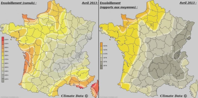Ensoleillement France avril 2013