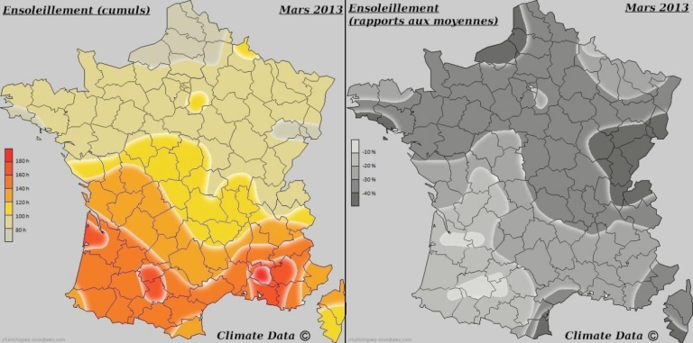 Ensoleillement France mars 2013