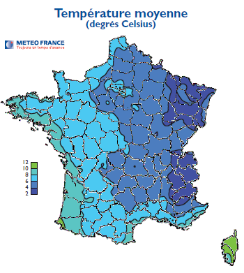 Températures moyennes décembre