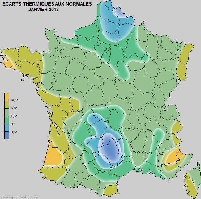 Ecart thermique janvier 2013