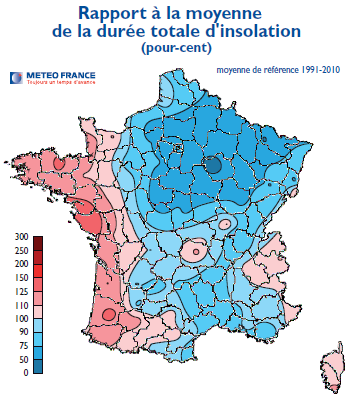 Ecart ensoleillement novembre 2012