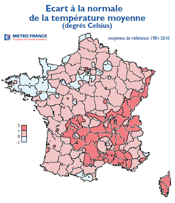 Ecarts températures novembre 2012